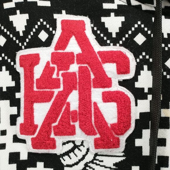 Hustle Gang Industrial Men's Pullover Hoodie Large Multi Fair Isle Elbow Patch - Picture 4 of 15